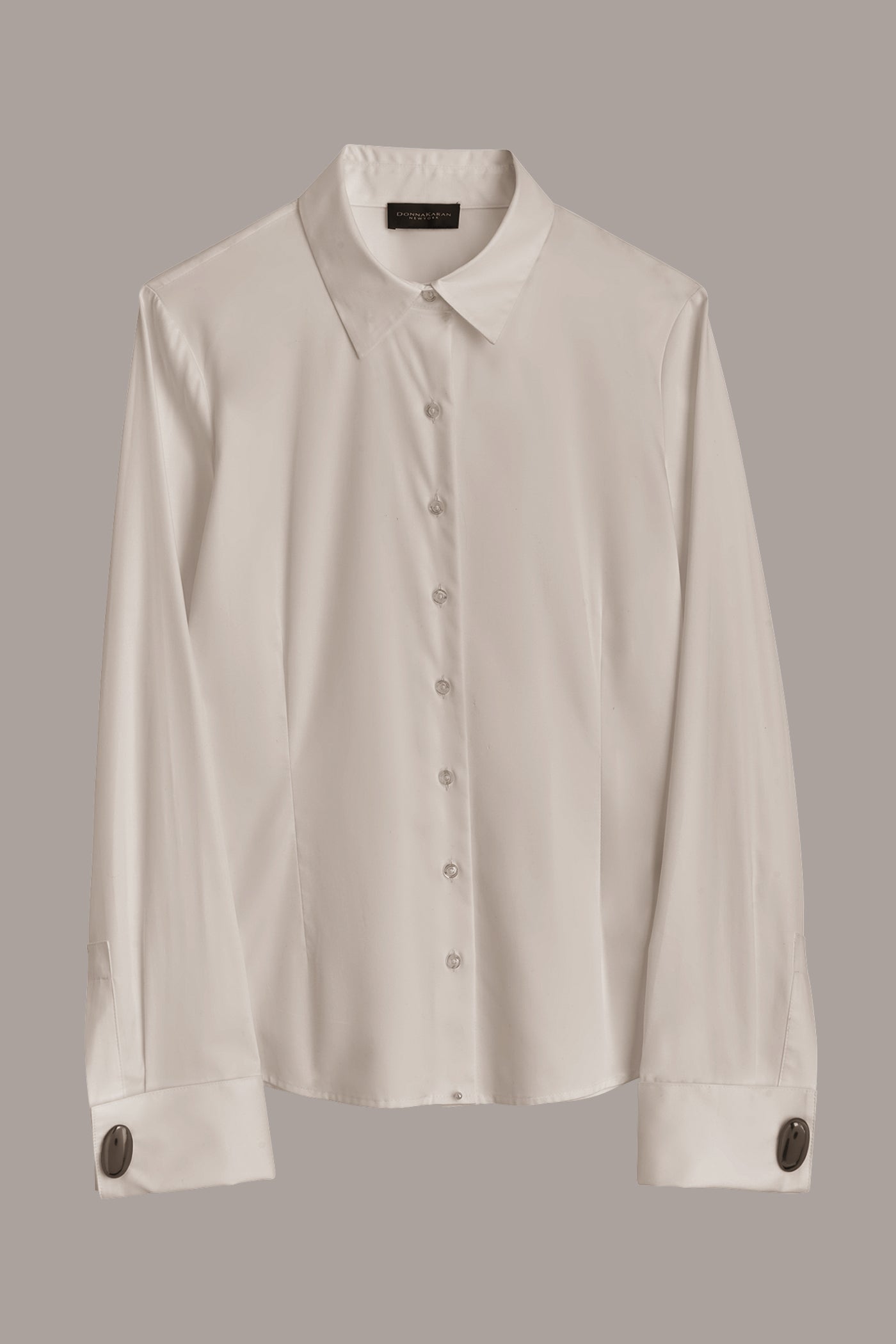 CREAM BUTTON UP WITH CUFF HARDWARE TOP Donna Karan