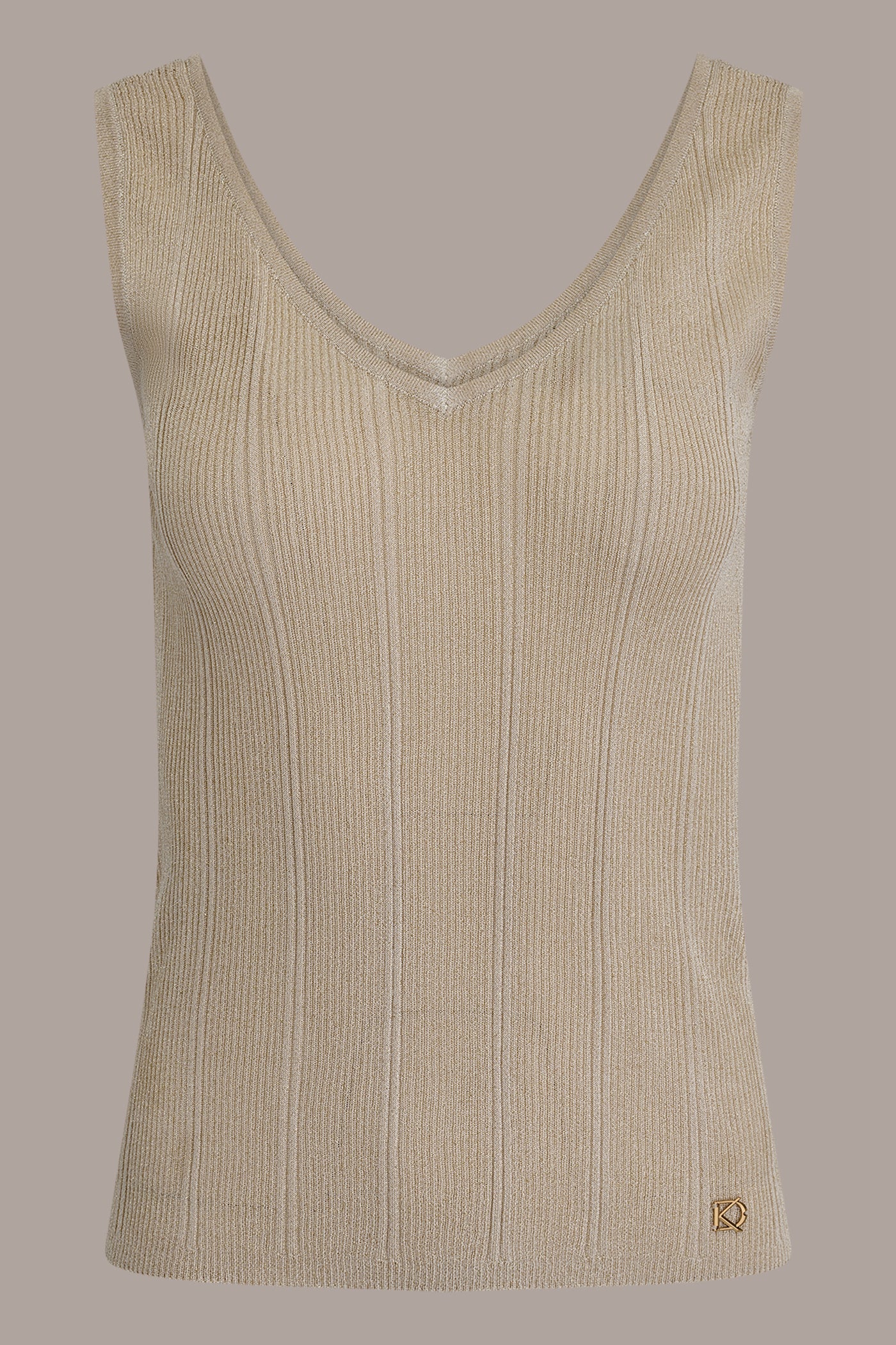 Light Gold METALLIC RIBBED SWEATER TANK Donna Karan