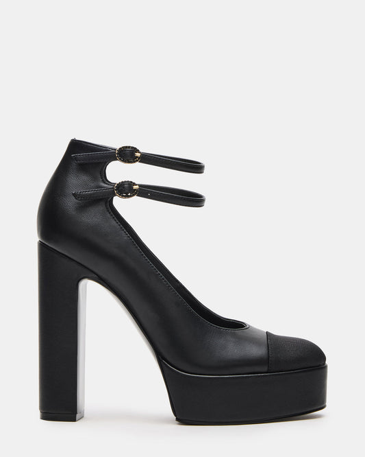 Steve Madden PEYTON Black Leather Block Heel Platform Women's Heel
