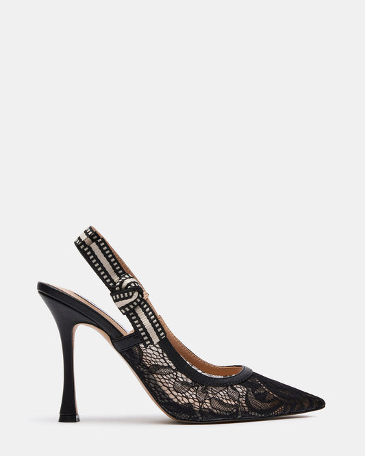Steve Madden BRI Black Lace Slingback Pump Women's Heel