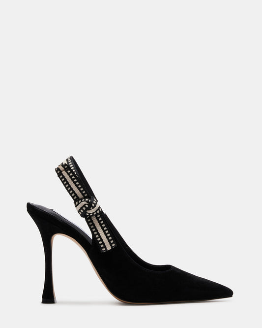 Steve Madden BRI Black Suede Slingback Pump Women's Heel