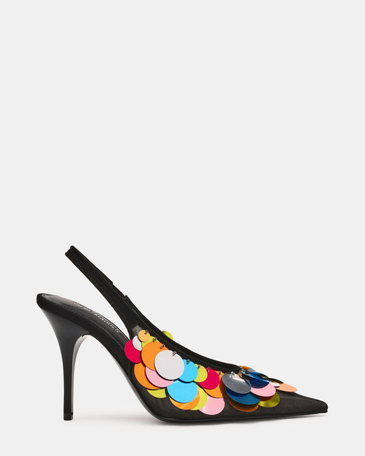 Steve Madden AVID Black Sequin Mesh Slingback Pointed Toe Pump Women's Heel