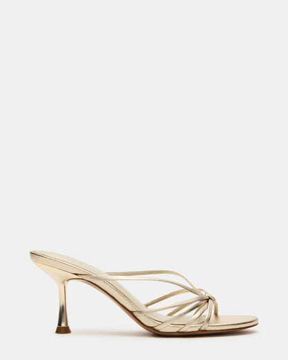 Steve Madden EDNA Champagne Leather Strappy Mule Women's Heel