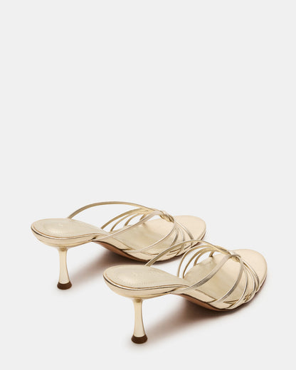 Steve Madden EDNA Champagne Leather Strappy Mule Women's Heel