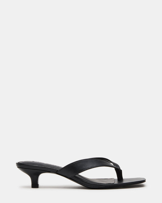 Steve Madden TRACIE Black Leather Thong Strap Women's Kitten Heel