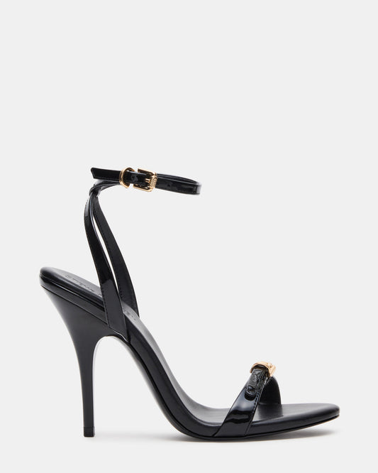 Steve Madden FOXX Black Patent Strappy Stiletto Open-Toe Women's Heel