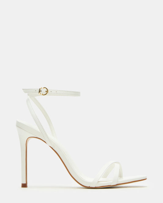 Steve Madden JYPSEY White Leather Strappy Stiletto Women's Heel