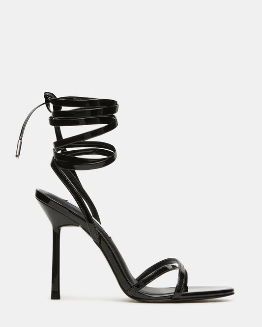 Steve Madden NERI Black Patent Strappy Stiletto Round-Toe Women's Heel
