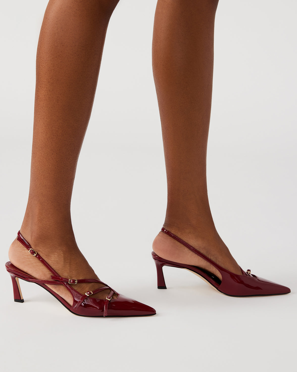 Steve Madden LIANA Wine Patent Women's Slingback Pointed-Toe Low Heel