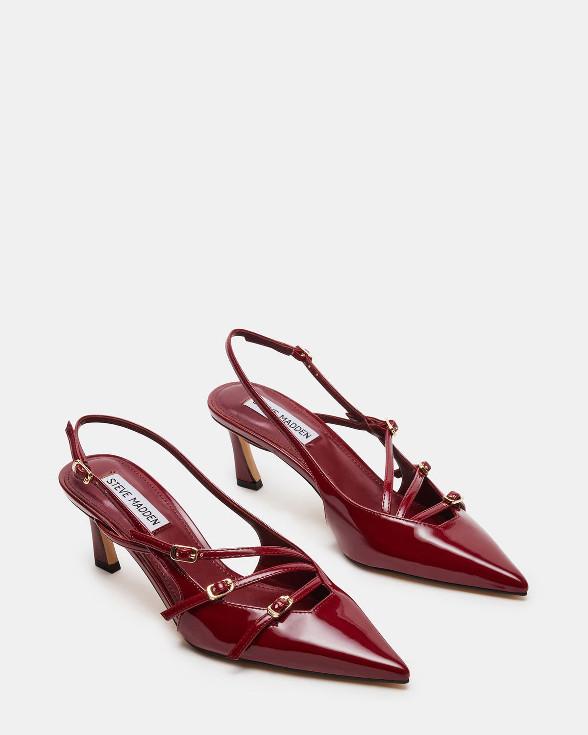 Steve Madden LIANA Wine Patent Women's Slingback Pointed-Toe Low Heel