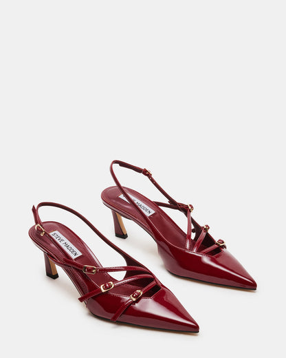 Steve Madden LIANA Wine Patent Women's Slingback Pointed-Toe Low Heel