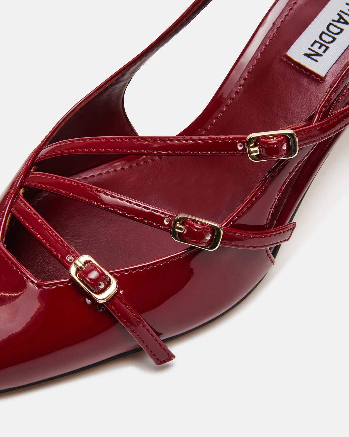 Steve Madden LIANA Wine Patent Women's Slingback Pointed-Toe Low Heel