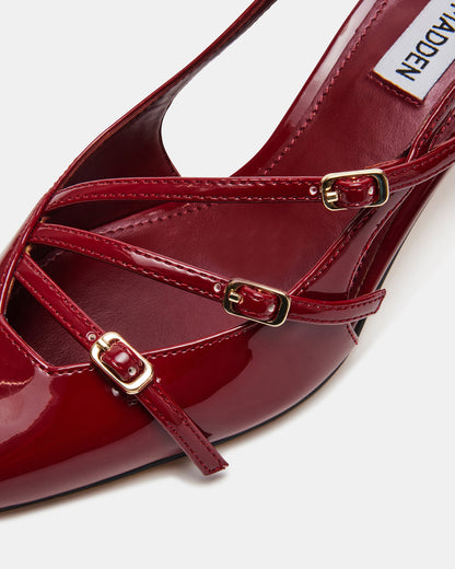 Steve Madden LIANA Wine Patent Women's Slingback Pointed-Toe Low Heel