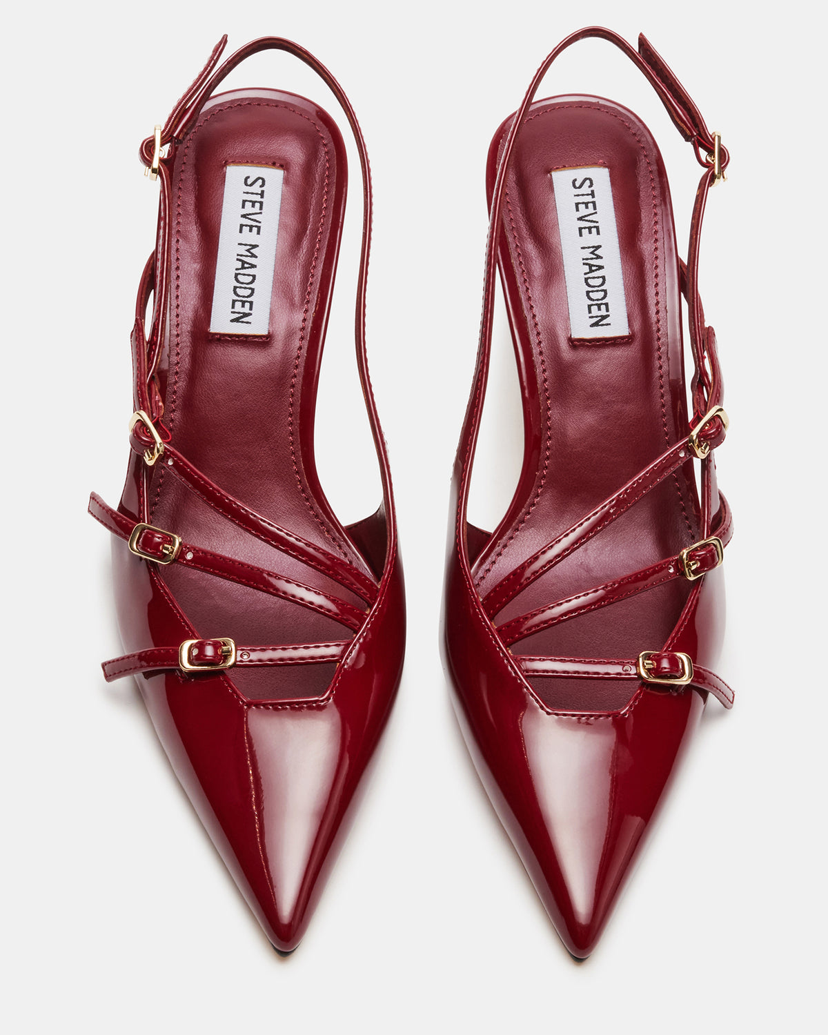 Steve Madden LIANA Wine Patent Women's Slingback Pointed-Toe Low Heel