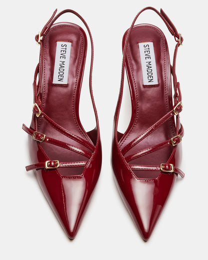 Steve Madden LIANA Wine Patent Women's Slingback Pointed-Toe Low Heel