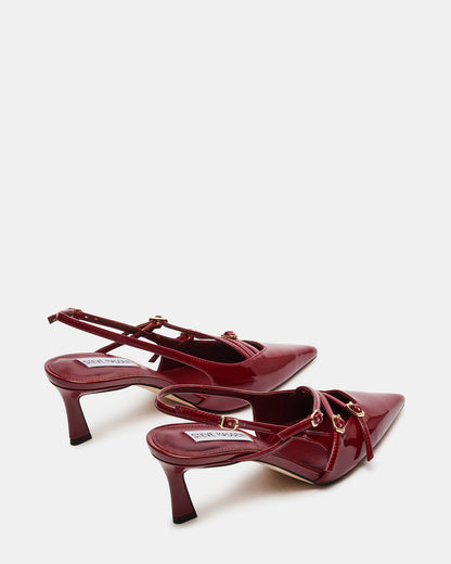 Steve Madden LIANA Wine Patent Women's Slingback Pointed-Toe Low Heel