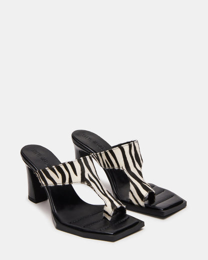 Steve Madden ALAMEDA Zebra Square-Toe Mule Women's Heel