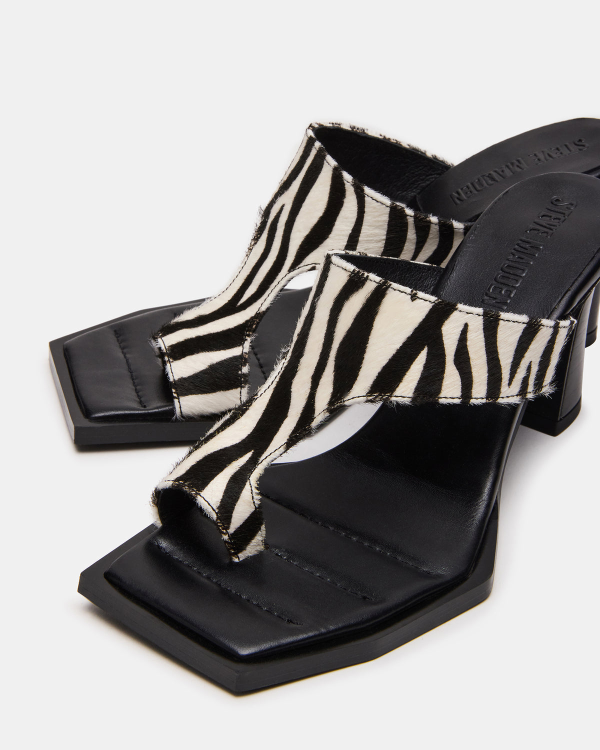 Steve Madden ALAMEDA Zebra Square-Toe Mule Women's Heel