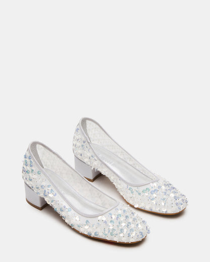 Steve Madden MOLLIE Silver Sequins Ballet Block Heels