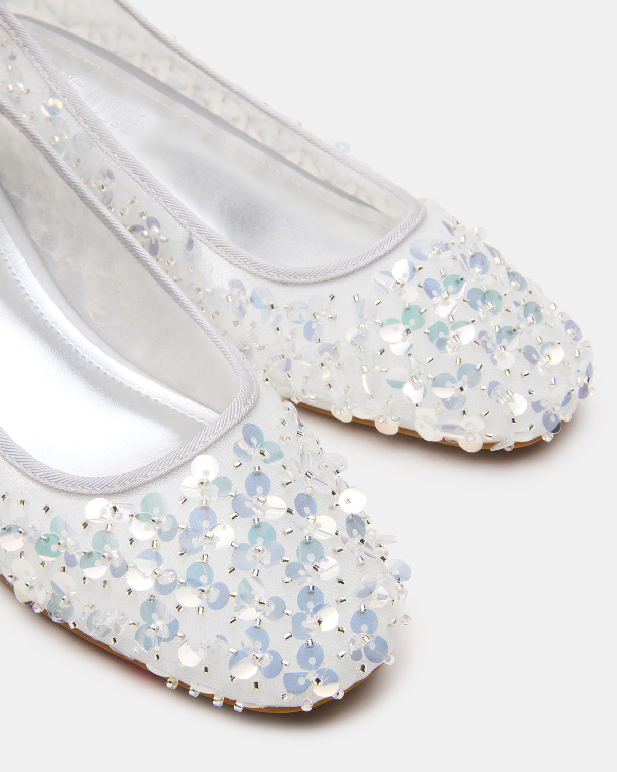 Steve Madden MOLLIE Silver Sequins Ballet Block Heels