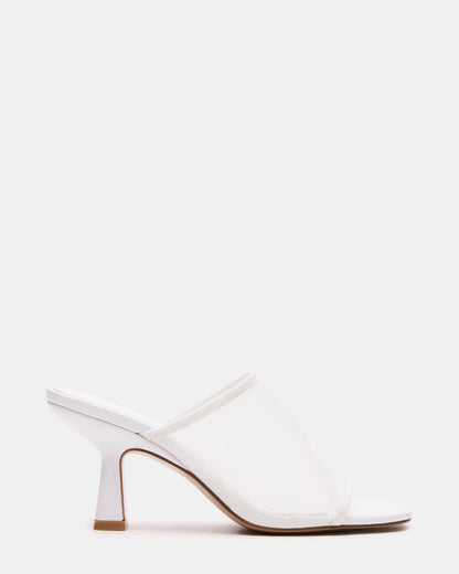 Steve Madden GLEAM White Women's Square-Toe Mule Heel