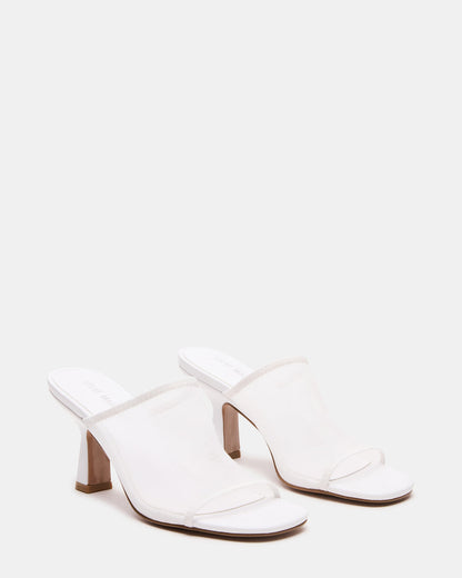 Steve Madden GLEAM White Women's Square-Toe Mule Heel