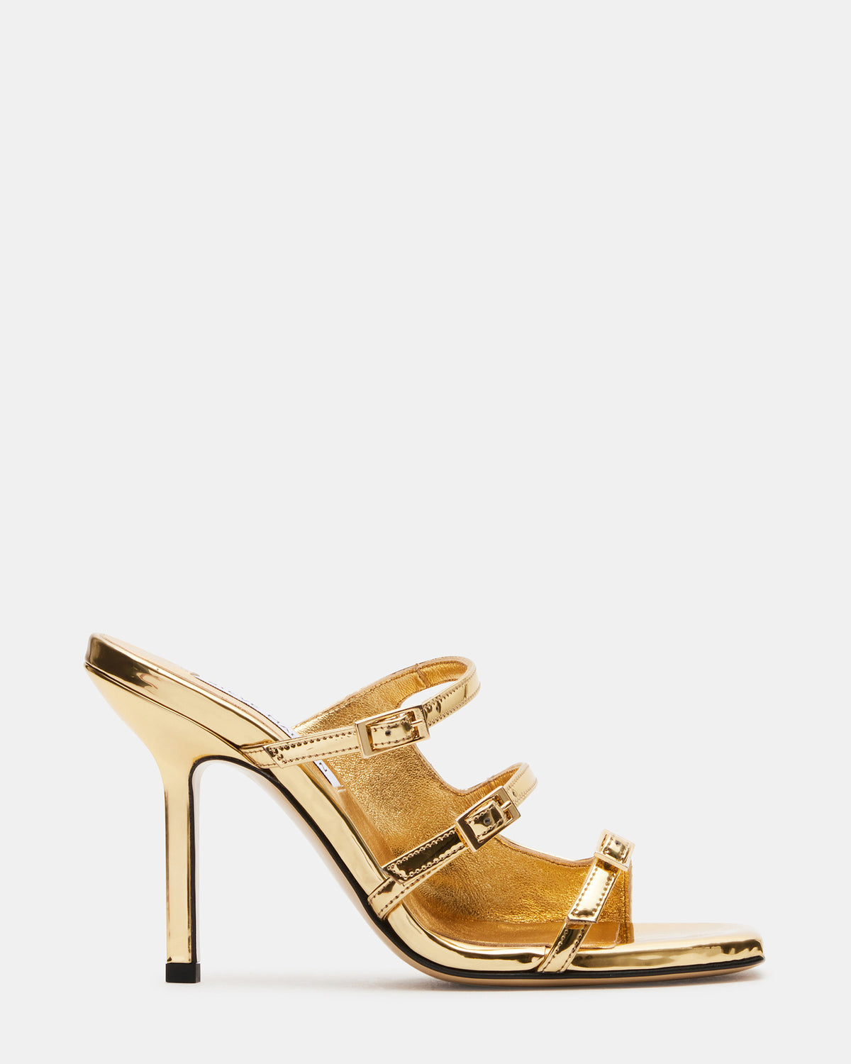 Steve Madden OPULENT Gold Leather Square Toe Mule Heel | Women's Heels