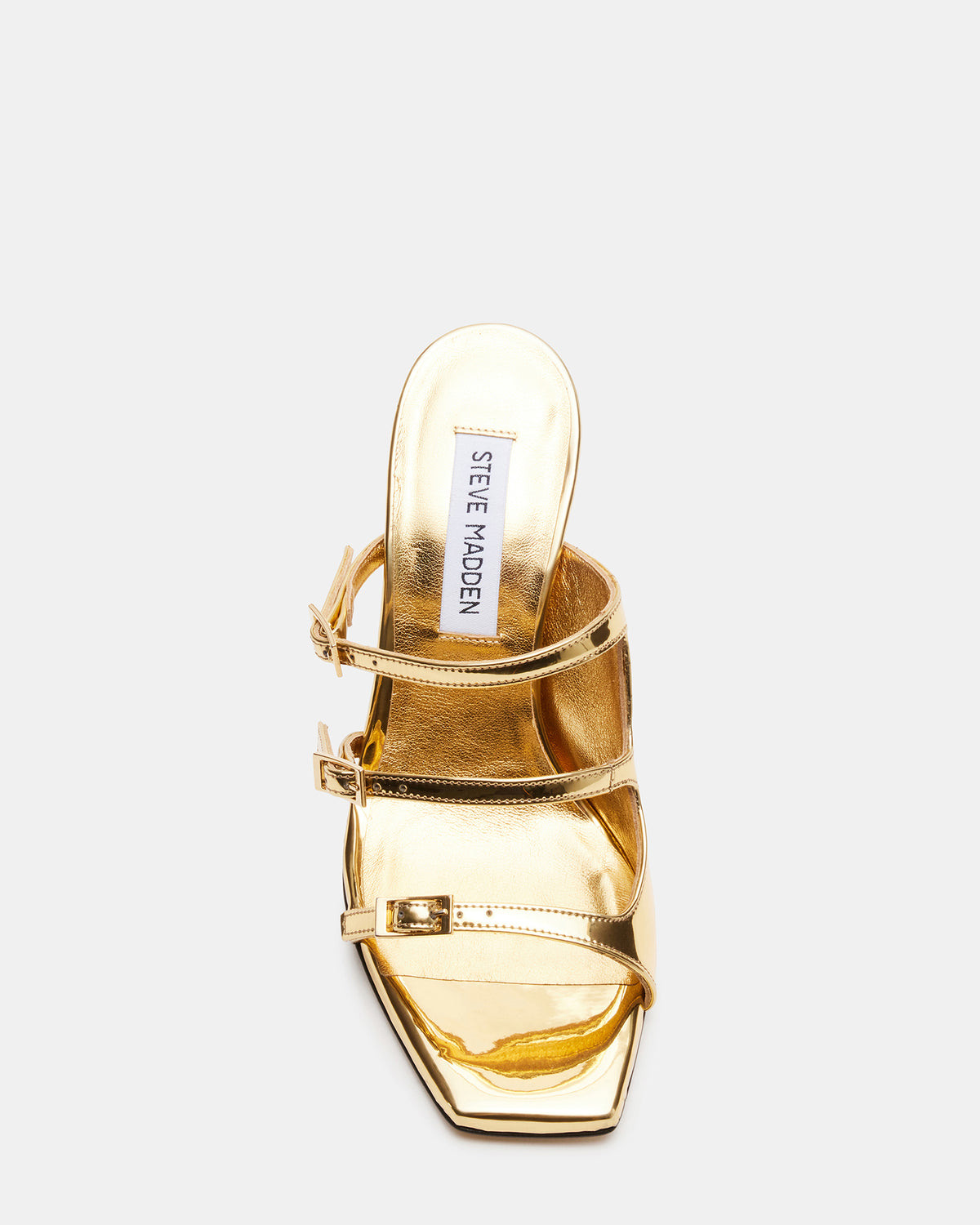 Steve Madden OPULENT Gold Leather Square Toe Mule Heel | Women's Heels