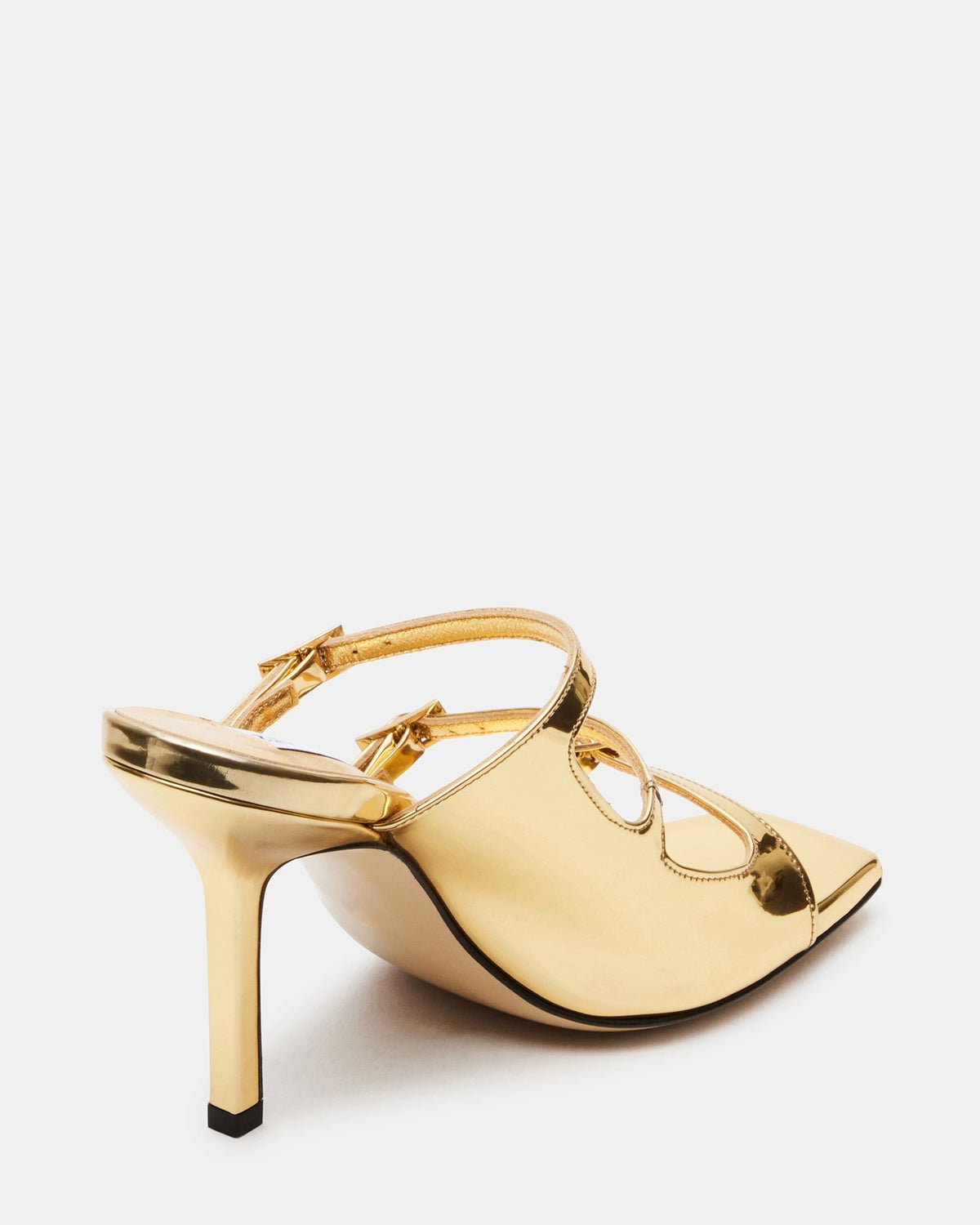 Steve Madden OPULENT Gold Leather Square Toe Mule Heel | Women's Heels