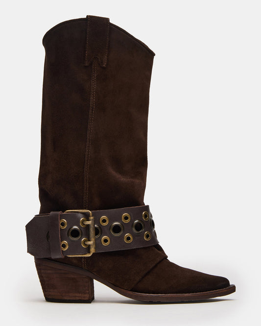 Steve Madden ASHWOOD Brown Suede Pointed-Toe Western Women's Boot