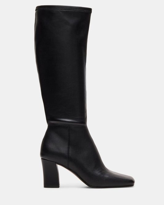 Steve Madden ELLIOT Black Square-Toe Knee-High Block Heel Women's Boot