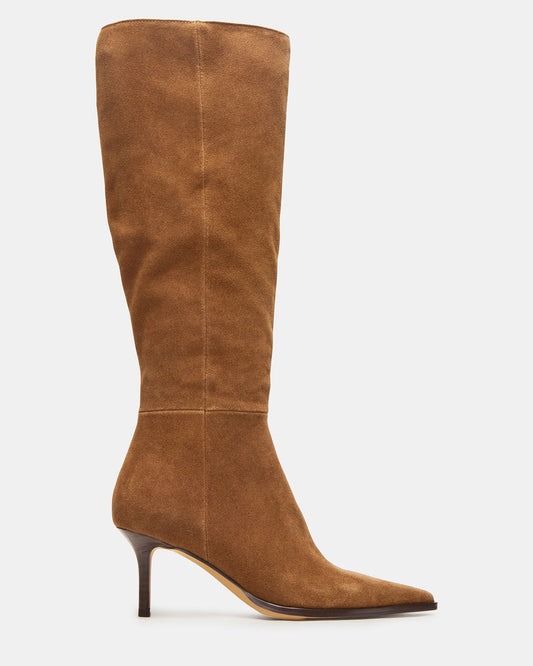 Steve Madden LINGO Chestnut Suede Pointed-Toe Knee-High Women's Boot
