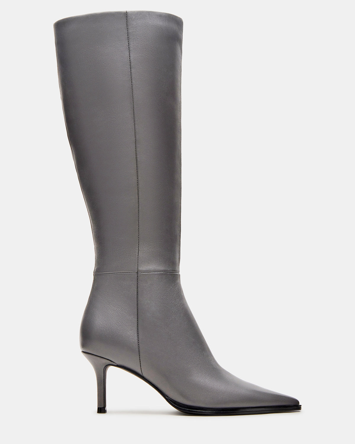 Steve Madden LINGO Grey Leather Pointed-Toe Knee-High Women's Boot