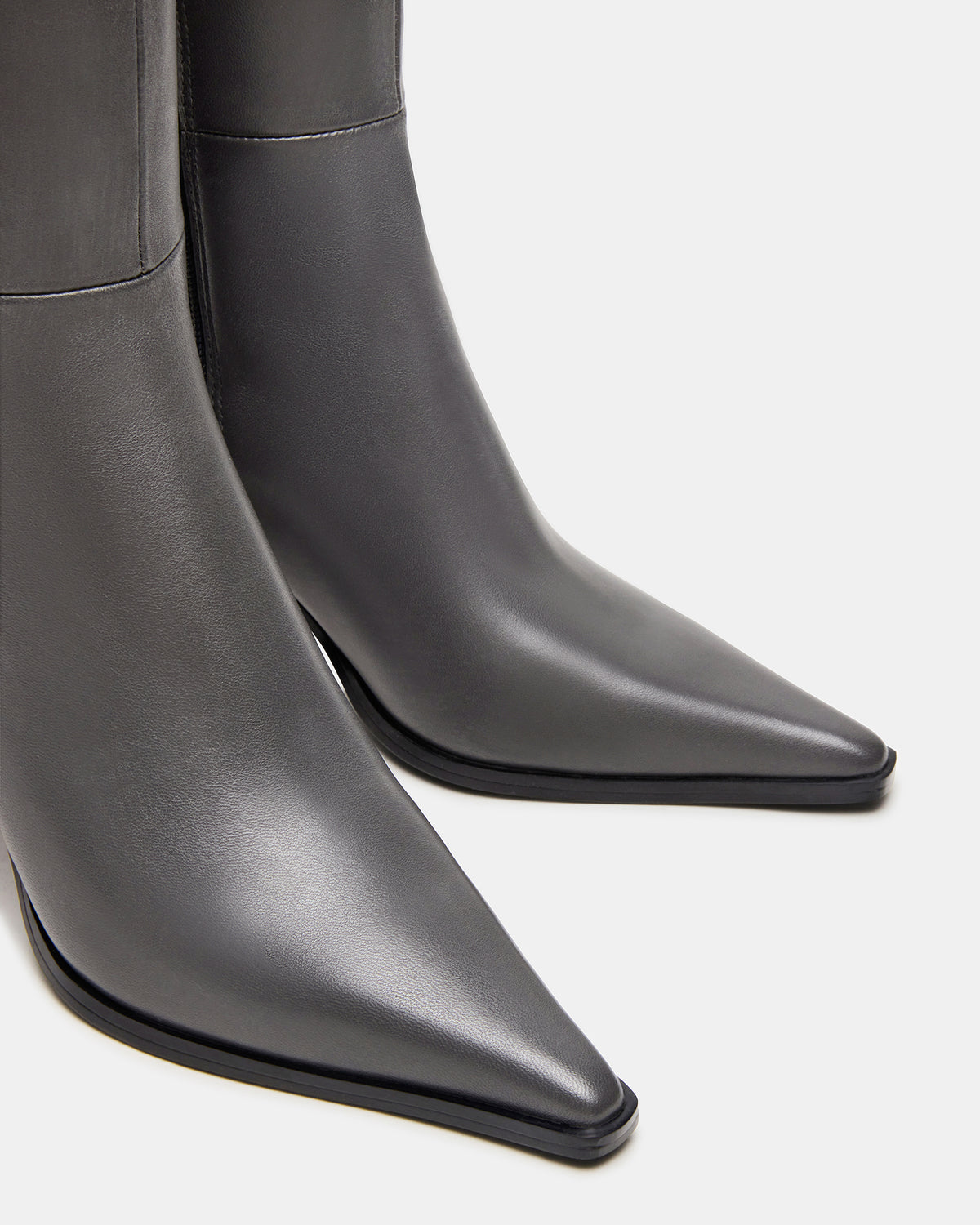 Steve Madden LINGO Grey Leather Pointed-Toe Knee-High Women's Boot
