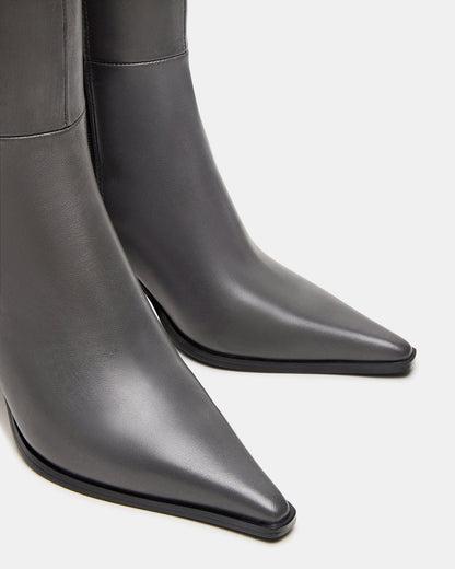 Steve Madden LINGO Grey Leather Pointed-Toe Knee-High Women's Boot