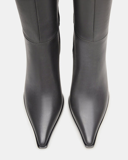 Steve Madden LINGO Grey Leather Pointed-Toe Knee-High Women's Boot