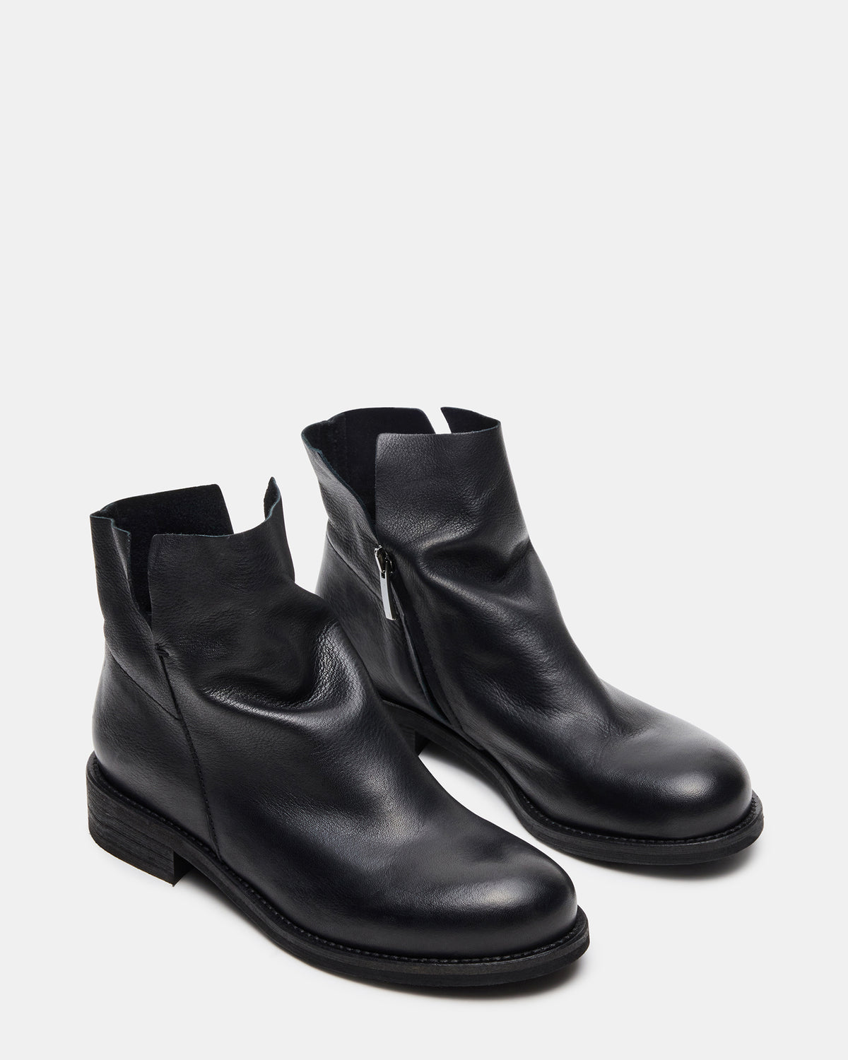 Steve Madden HUGHIE Black Leather Women's Ankle Boot