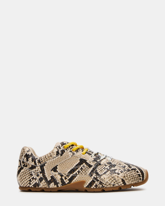 Steve Madden AZIEL Tan Snake Low-Top Lace-Up Women's Sneakers