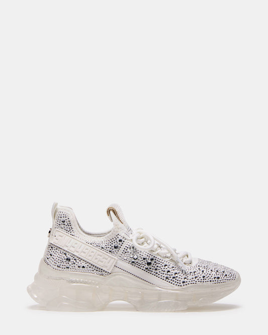Steve Madden MAXIMA White Rhinestones Sneakers | Women's Sneakers