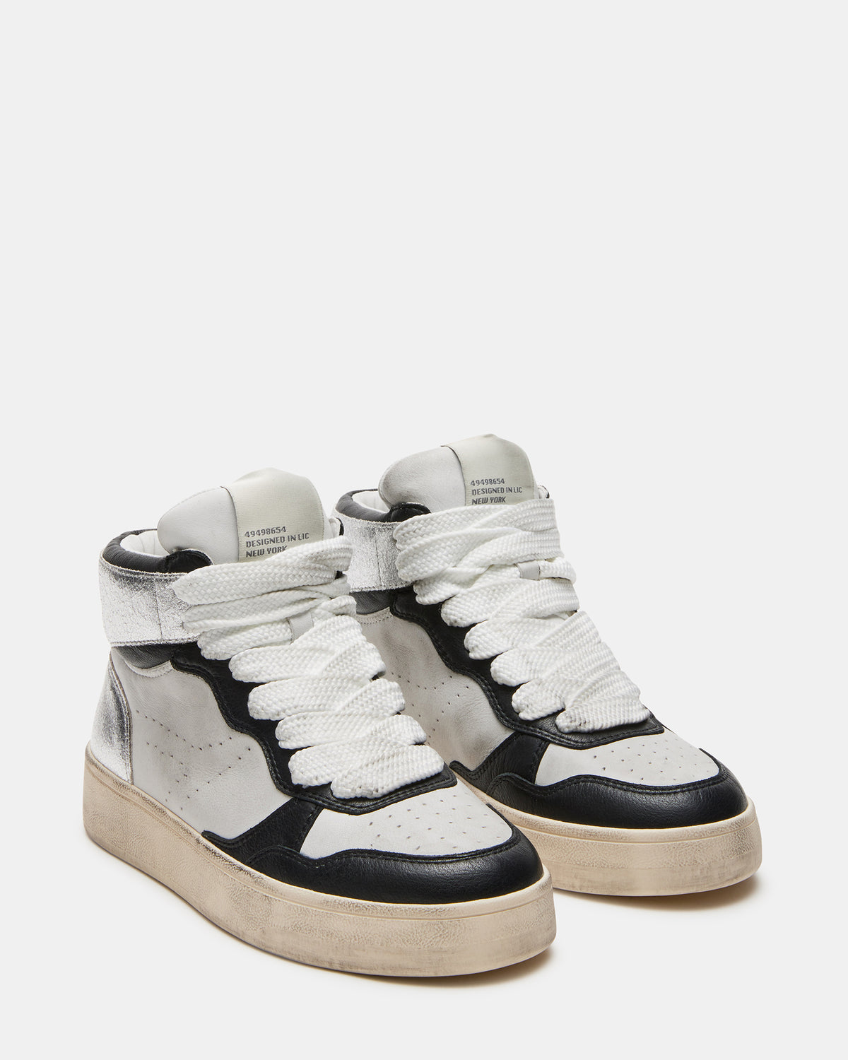 Steve Madden ENDLESS Black White High-Top Lace-Up Sneaker | Women's Sneakers