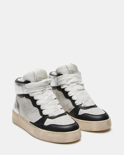 Steve Madden ENDLESS Black White High-Top Lace-Up Sneaker | Women's Sneakers
