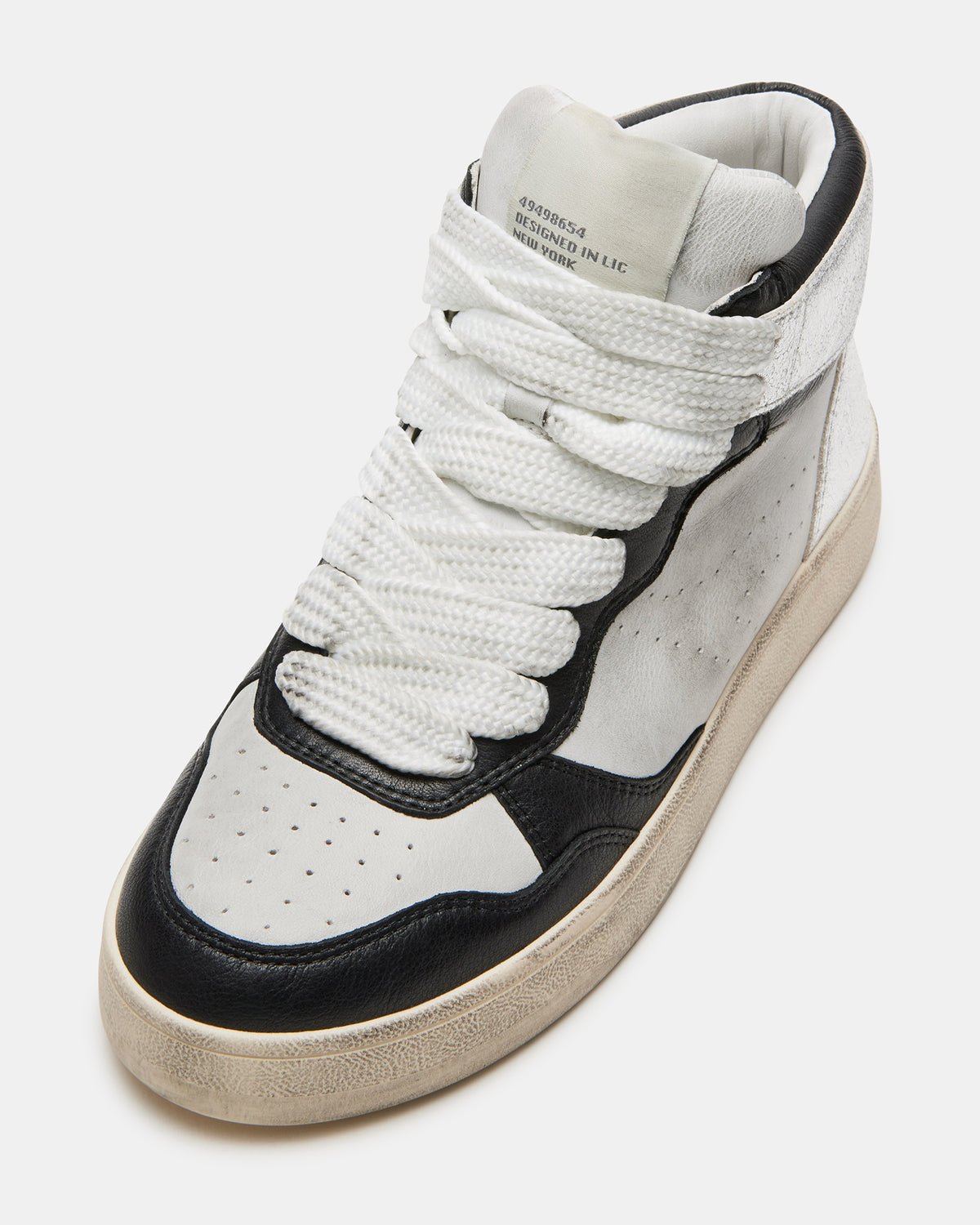 Steve Madden ENDLESS Black White High-Top Lace-Up Sneaker | Women's Sneakers