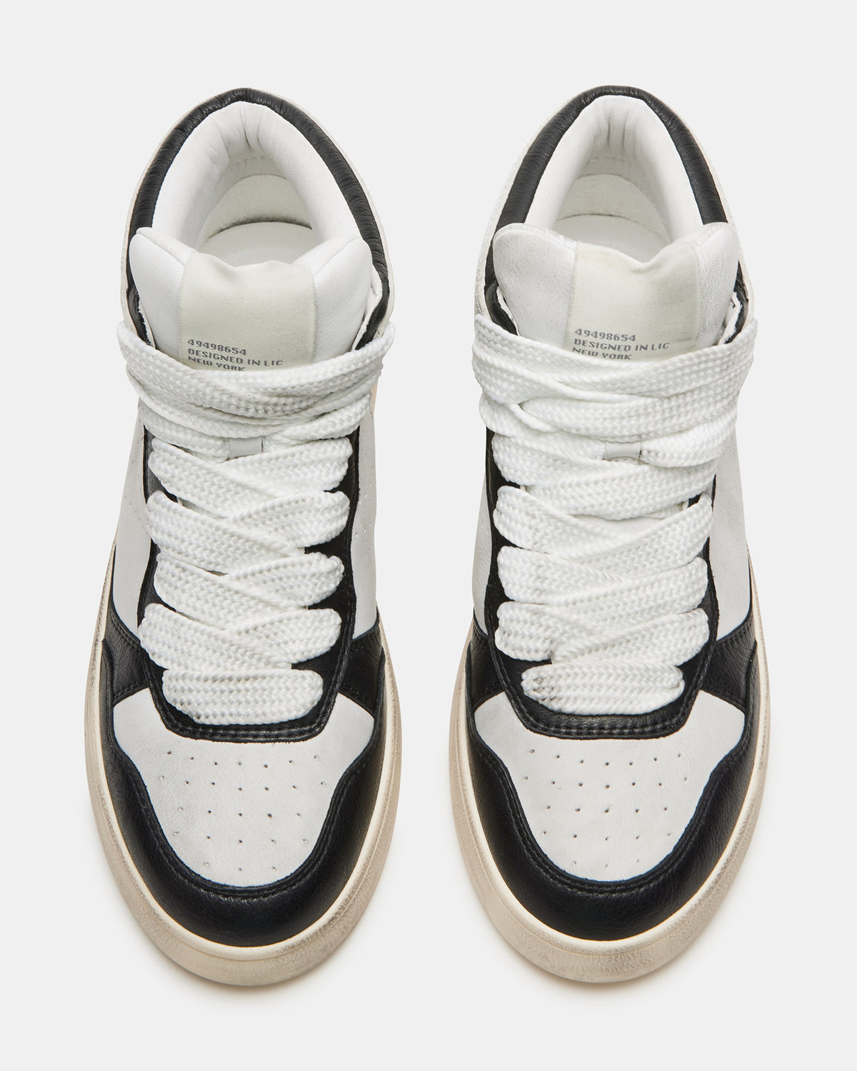 Steve Madden ENDLESS Black White High-Top Lace-Up Sneaker | Women's Sneakers