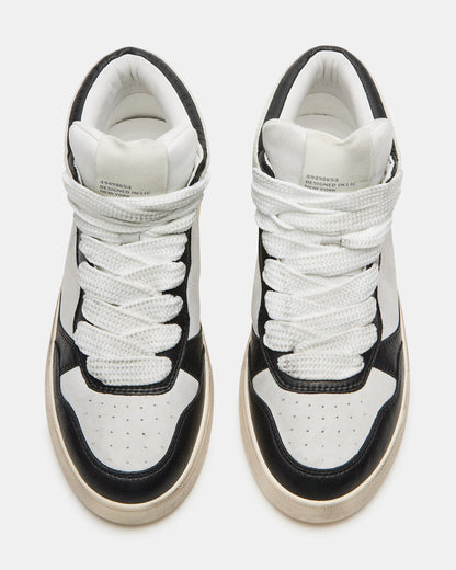 Steve Madden ENDLESS Black White High-Top Lace-Up Sneaker | Women's Sneakers