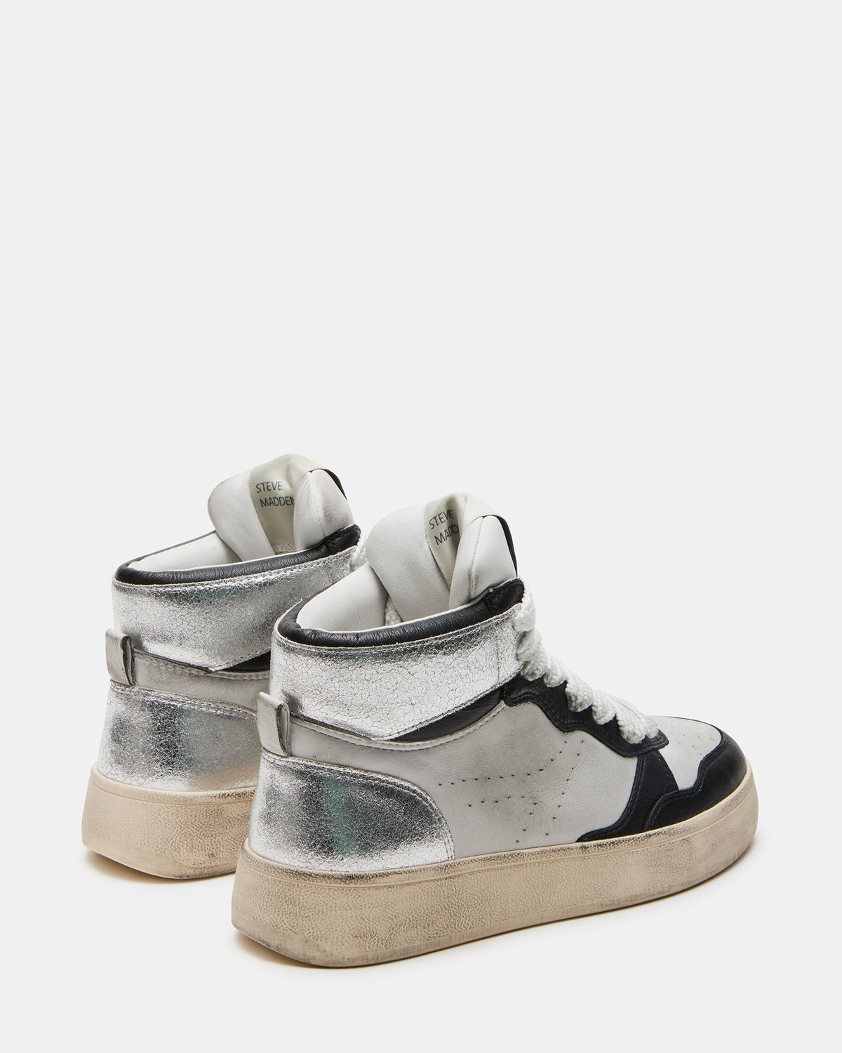 Steve Madden ENDLESS Black White High-Top Lace-Up Sneaker | Women's Sneakers
