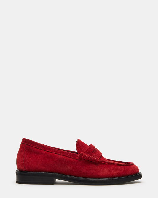 Steve Madden MADISON Red Suede Women's Penny Loafer