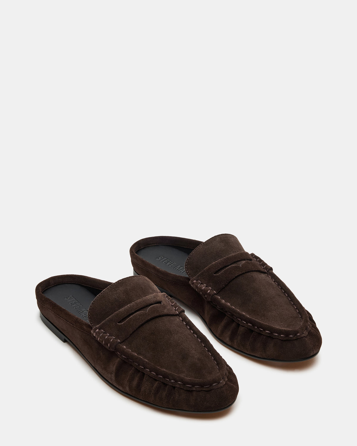 Steve Madden RAFE Chocolate Brown Suede Slip-On Mule Women's Flat