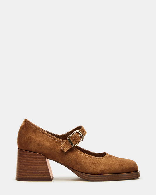 Steve Madden LISBON Chestnut Suede Square-Toe Mary Jane Women's Loafer