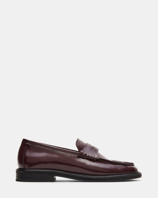 Steve Madden MADISON Burgundy Box Leather Women's Penny Loafer