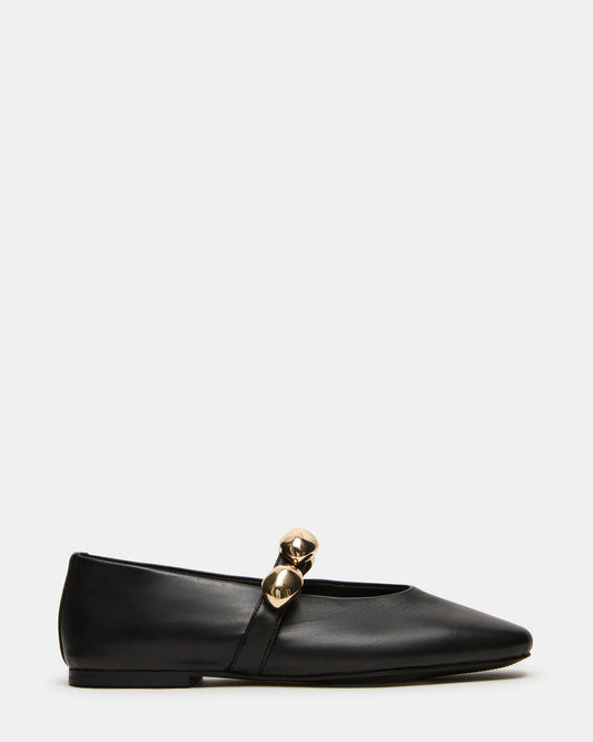 Steve Madden POPPIN Black Leather Mary Jane Ballet Women's Flat